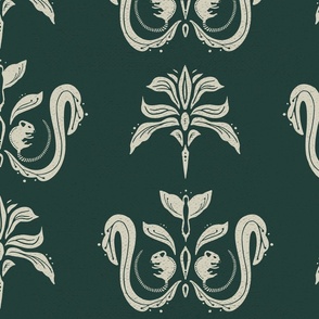 Whimsigothic Witch’s Kitchen Victorian Damask in Moody Green (Medium)