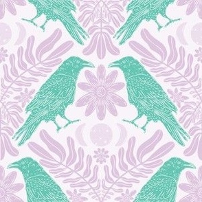 Wisdom of the Skies - Ravens - Purple, Sea Foam Green