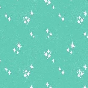 Sparkling Stars - Teal Sea Foam Green