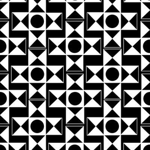 Geometric Pattern: Circles and Triangles in Black on White // Larger Scale