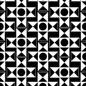 Geometric Pattern: Circles and Triangles in Black on White // Large Scale