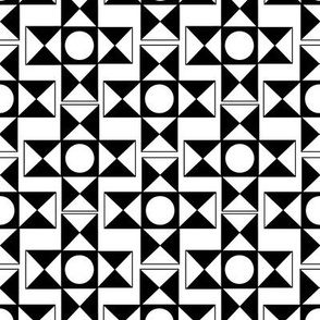 Geometric Pattern: Circles and Triangles in White on Black // Large Scale