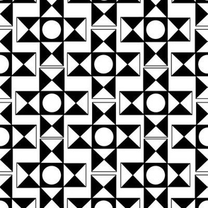 Geometric Pattern: Circles and Triangles in White on Black // Larger Scale