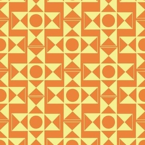 Geometric Pattern: Circles and Triangles in Marigold Yellow and Orange // Larger Scale