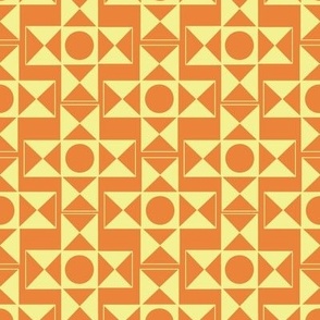 Geometric Pattern: Circles and Triangles in Marigold Yellow and Orange // Large Scale