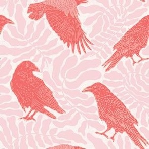 Ravens & Vines - Pink, Coral