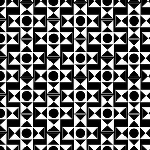 Geometric Pattern: Circles and Triangles in Black on White // Small Scale