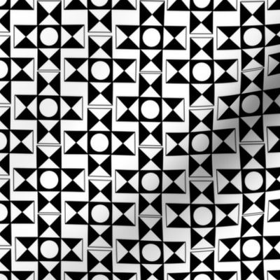 Geometric Pattern: Circles and Triangles in White on Black // Small Scale