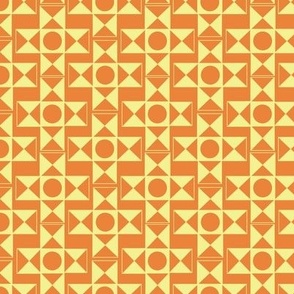 Geometric Pattern: Circles and Triangles in Marigold Yellow and Orange // Small Scale