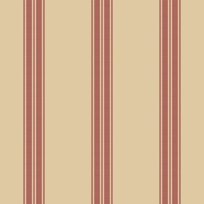 Ticking Stripe red and beige 2084-33