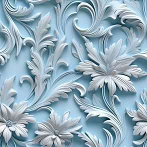 3D Garden of Pastel Blue Florals ATL_1310