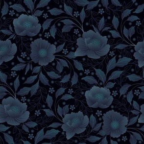 monochrome - blue black rose flower