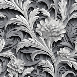 3D_Ornate_Monochrome_Pastel Gray_Florals ATL_1343