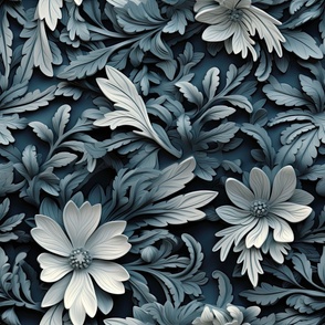 3D -Elegant_Cerulean Blue _Monochrome_Flowers ATL_1344