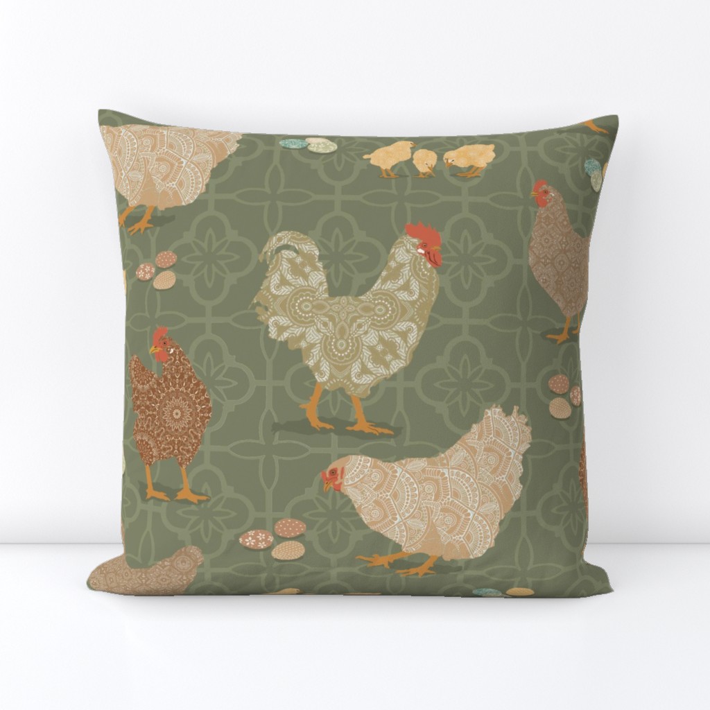 Chicken wallpaper dark green background