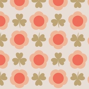 Daisy and clover mcm foulard - coral and lichen green