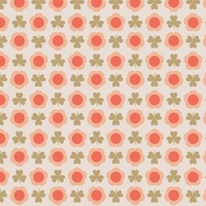 (S) Daisy and clover mcm foulard - coral and lichen green 