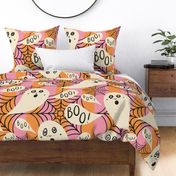 Whimsigothic-ghosts-with-boo-speech-bubbles-on-pink-orange-vertial-stripes-with-cobwebs-XL-jumbo_new