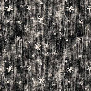 Whimsigothic Distressed Black and White Scratchy Ink and Stars #P230581