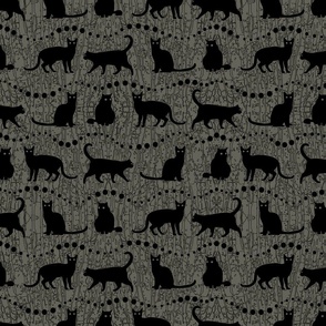 Black Cats on Grey Background   