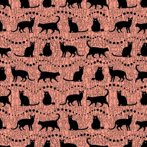Black Cats on Pink Background 