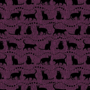 Black Cats on Purple Background