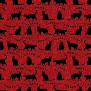 Black Cats on Red Background   