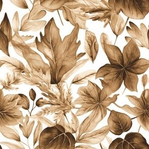 Brown Watercolor Leaves