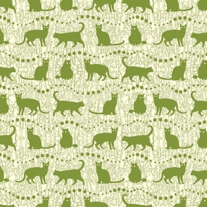 Green Cats on White Background   