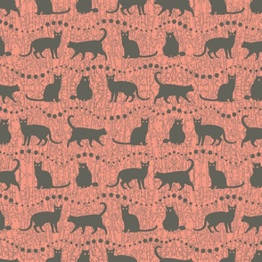 Grey Cats on Pink Background  