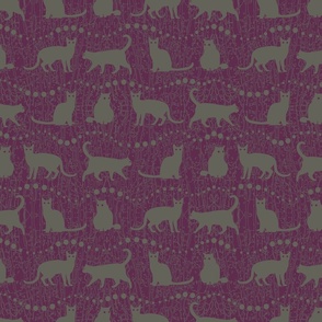 Grey Cats on Purple Background   