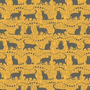 Grey Cats on Yellow Background