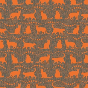 Orange Cats on Grey Background   