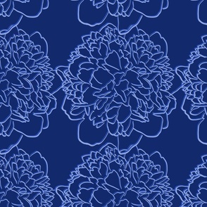 Cerulean Blue Floral Line Art