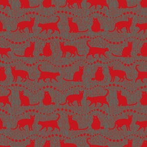 Red Cats on Grey Background   
