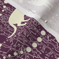 White Cats on Purple Background   