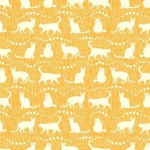 White Cats on Yellow Background   