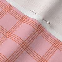 The minimalist boho tartan halloween plaid picnic blanket checkered pattern orange on blush pink