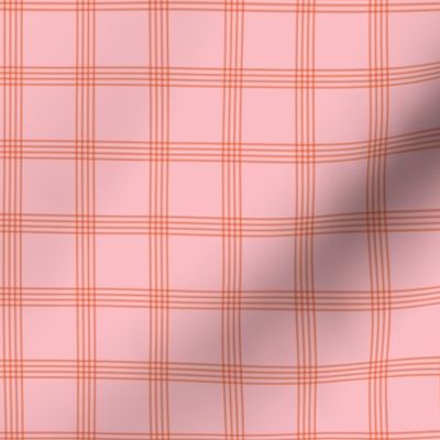 The minimalist boho tartan halloween plaid picnic blanket checkered pattern orange on blush pink