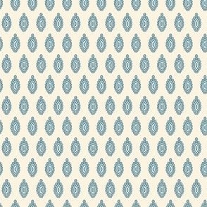 Small - Ornamental fish - admiral blue and tidewater blue on ivory white - simple pattern inspired by indian block print fabrics 