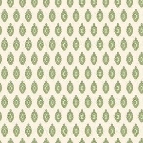 Small - Ornamental fish - Seaweed green and dill green on ivory white - simple pattern inspired by indian block print fabrics 