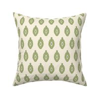 Large - Ornamental fish - Seaweed green and dill green on ivory white - simple pattern inspired by indian block print fabrics 