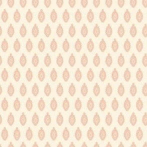 Small - Ornamental fish - Pastel salmon and light pastel salmon pink on ivory white - simple pattern inspired by indian block print fabrics 