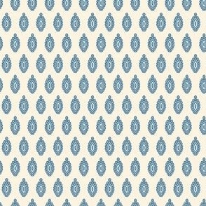 small - Ornamental fish - Blue gray grey and darker blue gray on ivory white - simple pattern inspired by indian block print fabrics 