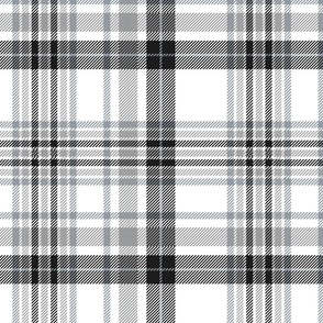 12" Plaid in black, white and grey