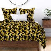LARGE SCALE black cats on golden yellow 