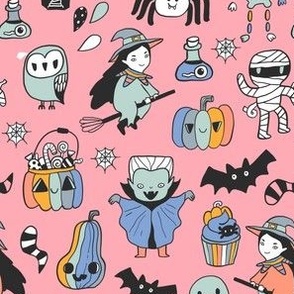 Happy Halloween pink cute monster mash