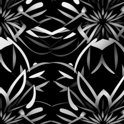 monochrome abstract dahlia in black and white