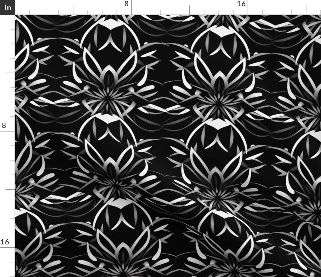 monochrome abstract dahlia in black and white