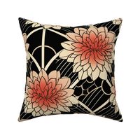 geometric dahlia in peach orange with gold black